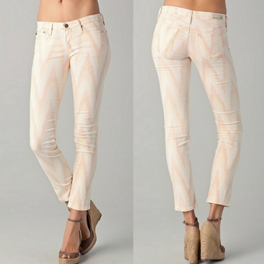 Ag Adriano Goldschmied Stilt Cigarette Jeans Ikat Chevron Design - 28R